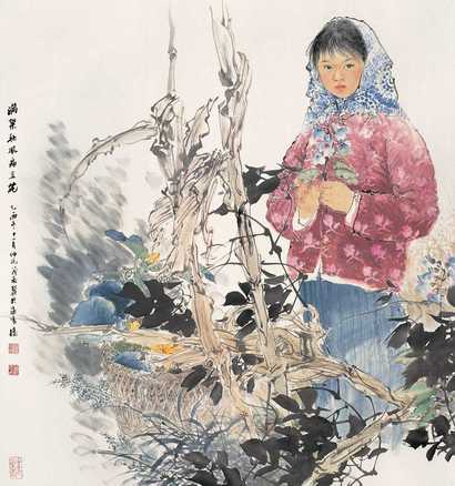 王茂飞 2005年作 扁豆花 镜心